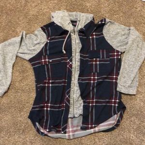 Hooded flannel zip up